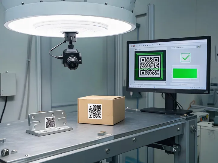 Machine vision station grading laser marked codes